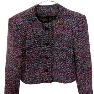 H Baskin mohair and wool blend cropped multicolor jacket - vintage size 6